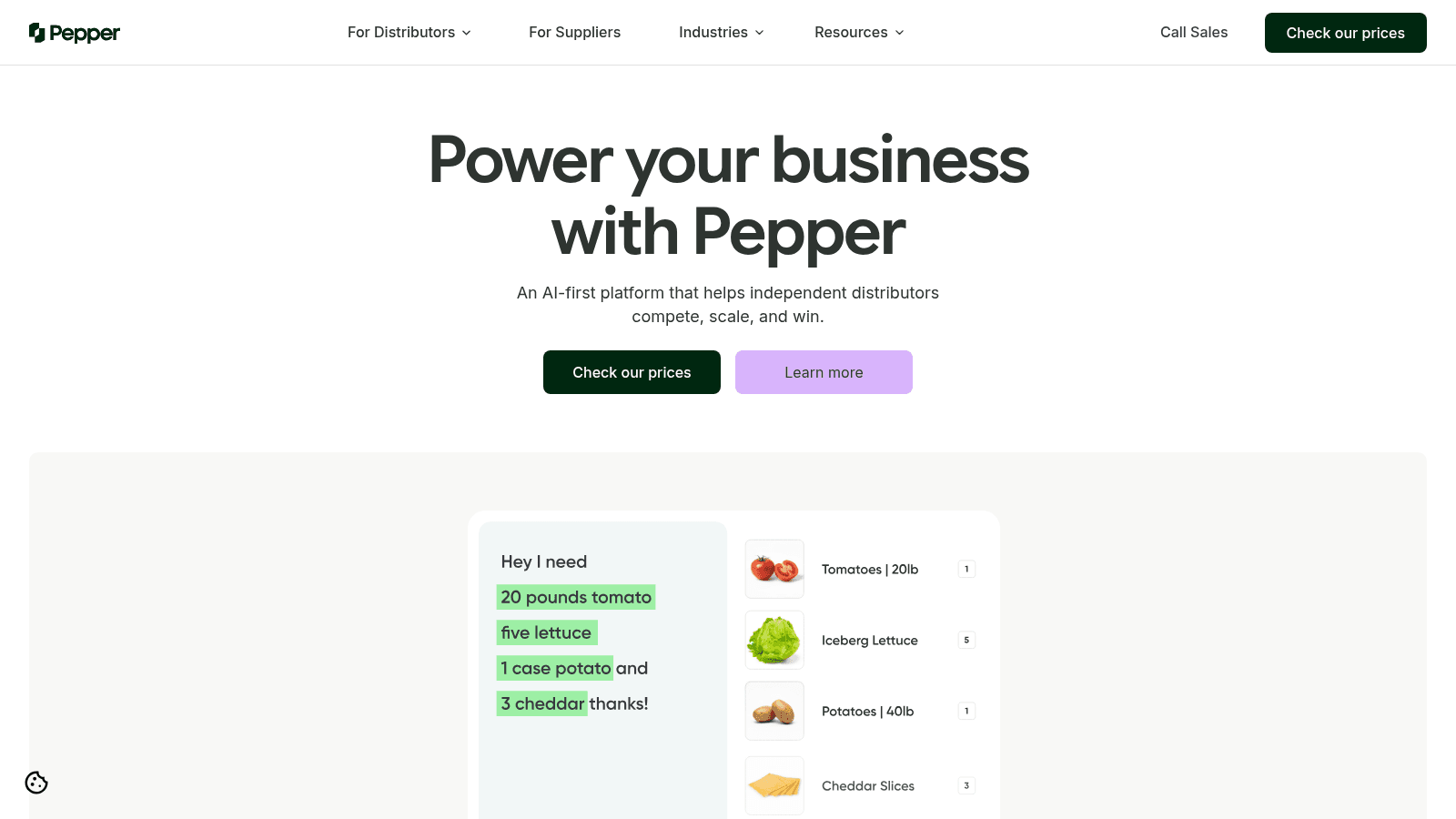 Pepper as order taking software for distributors